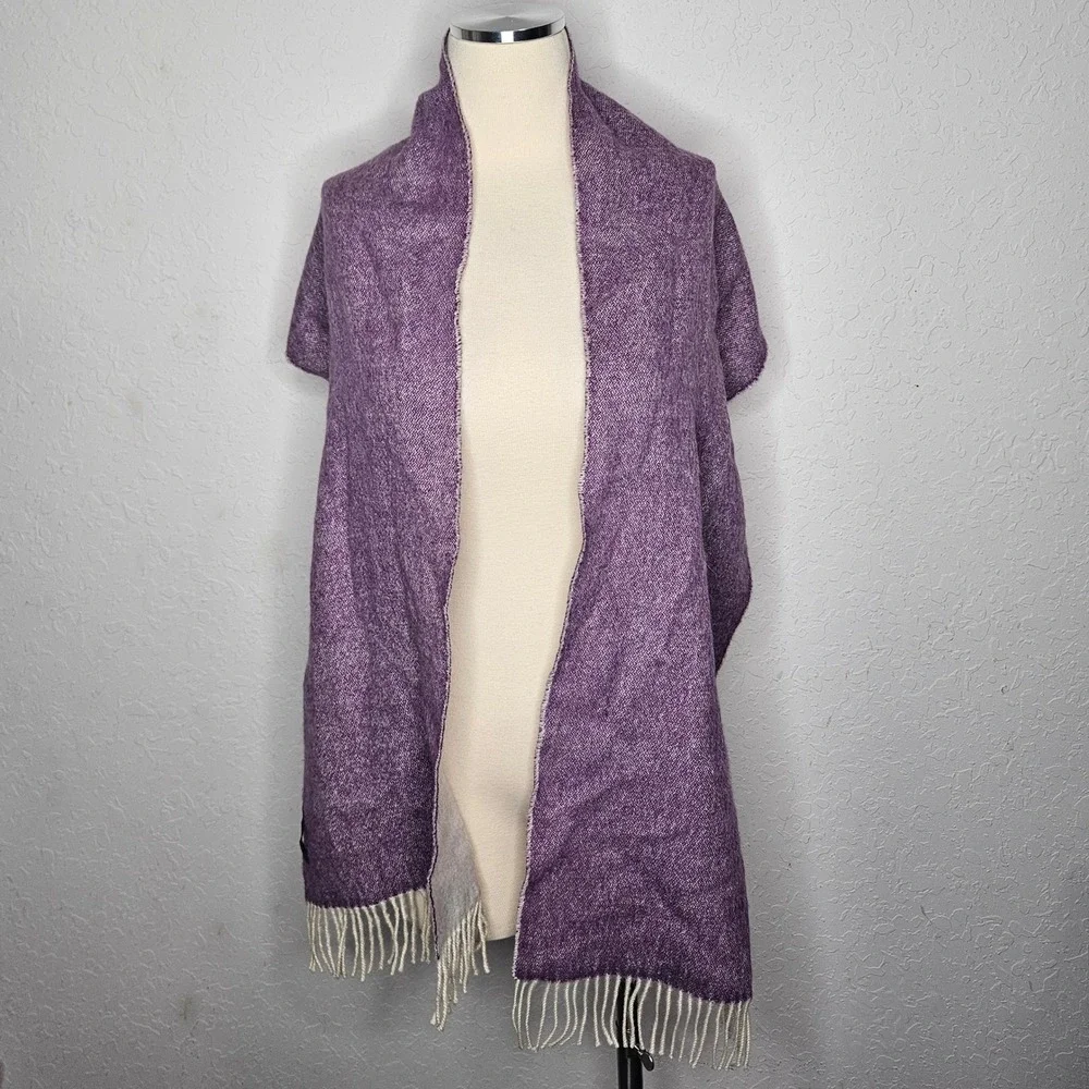 Conrad Bonet 100% Baby Alpaca Scarf Purple Heathered Hand Finished Made in Peru